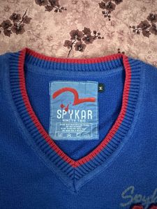 Spykar Blue V-Neck Sweater
