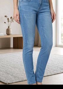 Slim Fit Stretchable Denim Jeans (Mid-Wash Blue)