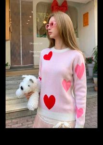 Cute Pink Heart Pattern Sweater
