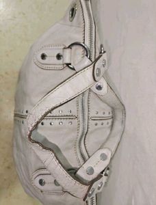 Michael Kors White Astor Leather Studded Bag