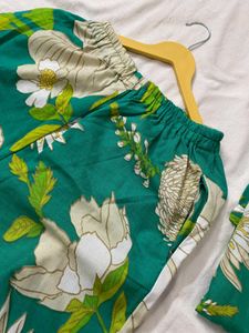 Green Floral Pajama Set
