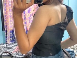 One Sleeve Black Crop Top