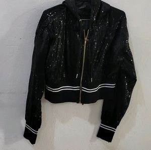 Sequin Cropped Hoodie