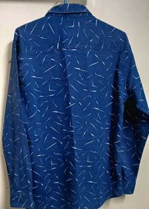 Men's Stylish Blue Patterned Shirt