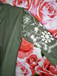 Embroidered Olive Green Kurta Shirt
