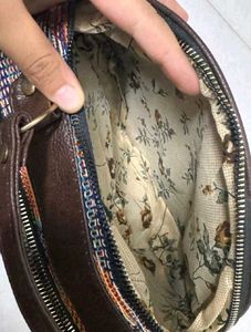 Multicolor Woven Sling Bag with Adjustable Strap