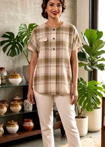 Trendy Plaid Button-Up Shirt