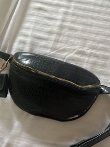 Black Croc Embossed Fanny Pack