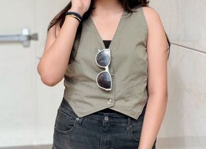 worn just once Sleeveless Textured Crop Top