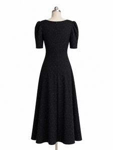 Chic Black Polka Dot Midi Dress