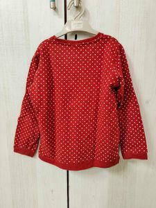 Sweatshirt Red Bunny Print Polka Dots