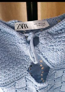 Zara Blue Corset Top Adjustable Sleeves