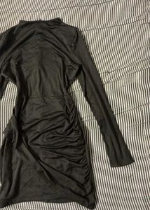 Sleek Black Ruched Mini Dress