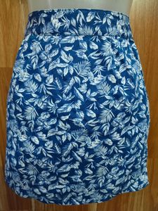 Chic Blue Leaf Print Mini Skirt