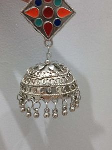 Boho Jhumka Earrings with Colorful Details
