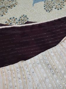 Elegant Sequined Saree &amp; Blouse Set