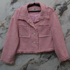 Pink Tweed Cropped Jacket