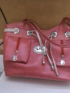 Chic Pink Drawstring Handbag