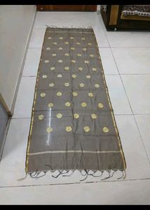 Elegant Grey Dupatta with Gold Motifs