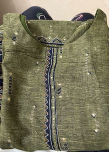 short kurti Green Kurta with Ethnic Print