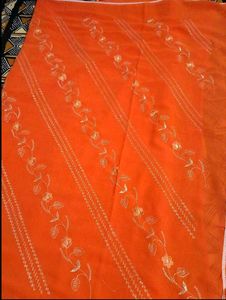 Embroidered Orange saree