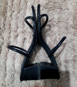 Double Strap Black Block Heels