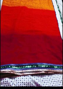 Vibrant Red Saree with Embellished Border