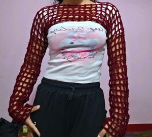 Crochet Crop Top with Long Sleeves
