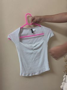 Striped Square Neck Crop Top