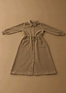 KHAKI BROWN LONG SHIRT DRESS