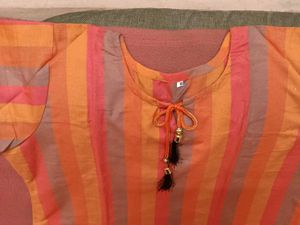ComboOffer-New StripedOrangeWomen Kurtas-2+Plazzo