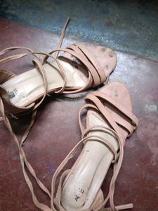 Strappy Lace-Up Flat Sandals