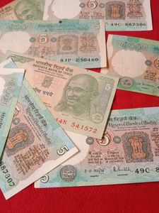 Vintage Indian 5 Rupee Notes