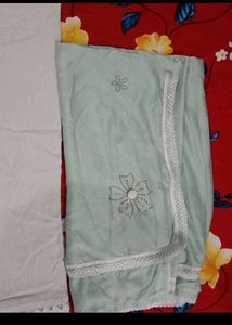 Elegant Mint Green Kurta Set with White Lace