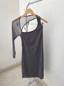 KASSUALLY Black and White Striped  Dress