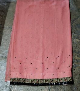 Peach Saree with Black Border