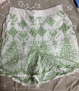 Embroidered White Shorts