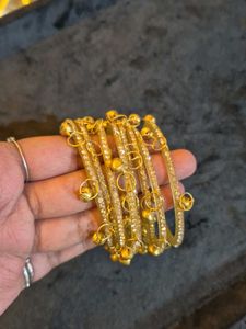 Gold Tone Bracelet Set with Charms