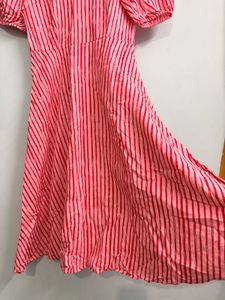 Pink Striped Midi Dress