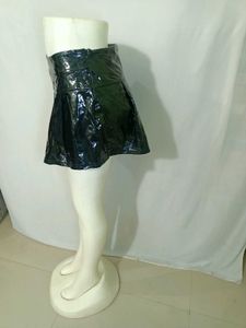 Shein Shiny Black Pleated Mini Skirt Size L