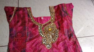 Pink Embroidered Girls' Dress