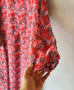 Floral V-Neck Maxi dress-bust 42,length52-53