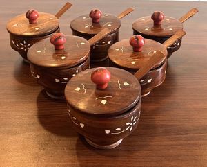 Wooden bowls with Spoons (Set of 6)