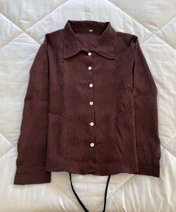 Brown Corset Back Shirt