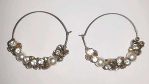 💫 Elegant Pearl &amp; Crystal Hoop Earrings