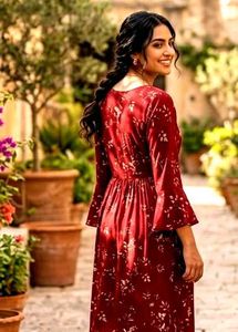 Beautiful Red Floral Ethnic Gown