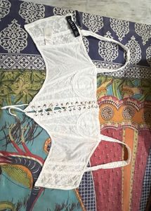 White Lace Corset Top