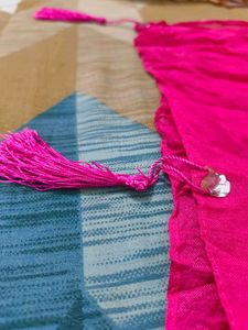 Vibrant Fuchsia Scarf with Tassels