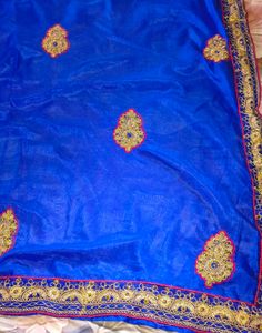 Royal Blue Embroidered Saree
