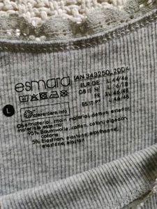 ESmara Gray Lace Trim Cami Top